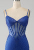 Load image into Gallery viewer, Royal Blue Mermaid Corset Formal Dress with Beading