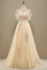 Load image into Gallery viewer, Tulle A-Line Yellow Long Formal Dress with Appliques