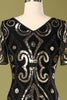 Load image into Gallery viewer, 1920s Black Sequins Flapper Dress