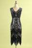 Load image into Gallery viewer, Black and Green Sequin 1920s Dress