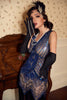 Load image into Gallery viewer, Royal Blue Glitter Fringe Gatsby 1920s Flapper Dress