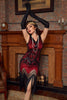 Load image into Gallery viewer, Black and Red Sequin 1920s Dress