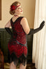 Load image into Gallery viewer, Red Sequin Plus Size 1920s Dress with Fringes