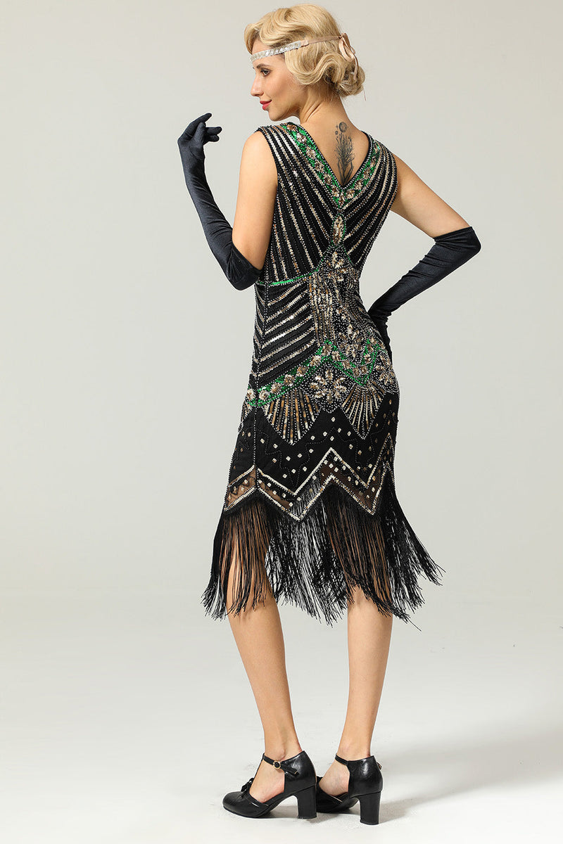 Load image into Gallery viewer, Royal Blue Glitter Fringe Gatsby 1920s Flapper Dress