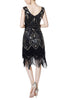 Load image into Gallery viewer, Black Sequins Glitter Fringe 1920s Dress