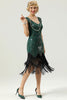 Load image into Gallery viewer, Black Sequins Glitter Fringe 1920s Dress