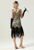 Load image into Gallery viewer, Black Sequins Glitter Fringe 1920s Dress