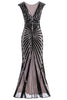 Load image into Gallery viewer, Black and Gold Mermaid 1920s Sequined Flapper Dress