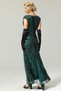 Load image into Gallery viewer, Black and Gold Mermaid 1920s Sequined Flapper Dress