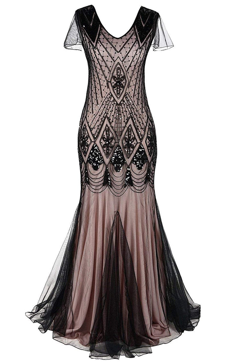 Load image into Gallery viewer, Pink Long Sequin 1920s Dress