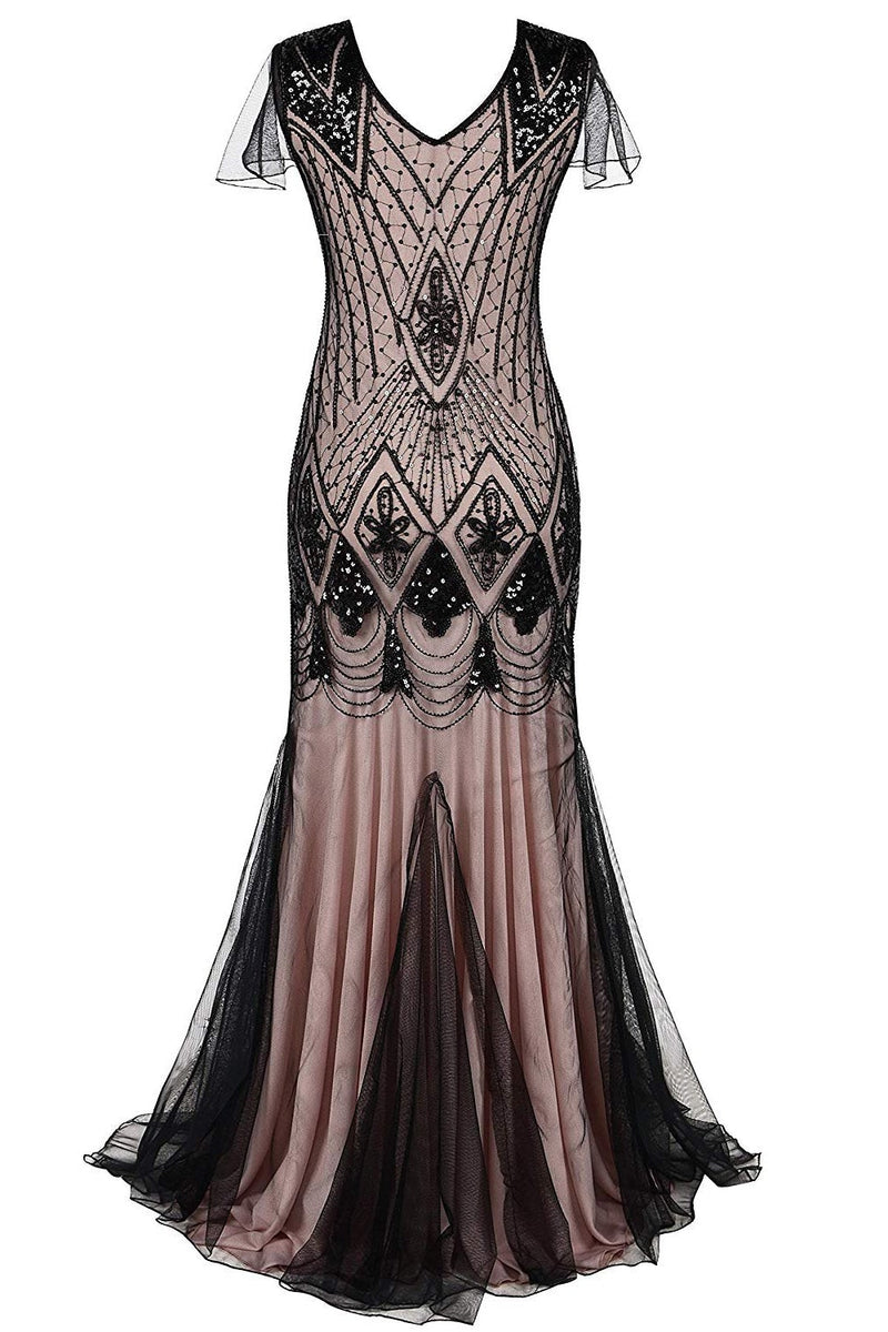 Load image into Gallery viewer, Pink Long Sequin 1920s Dress