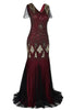 Load image into Gallery viewer, Black and Gold Long Sequin 1920s Dress