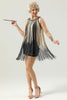 Load image into Gallery viewer, Round Neck Black Fringed 1920&#39;s Dress