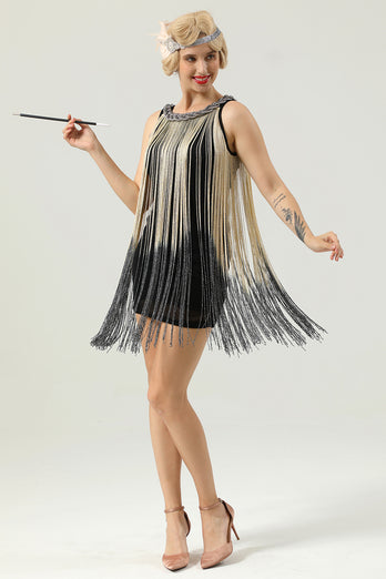 Black Sequin Sleeveless 1920s Gatsby Dress