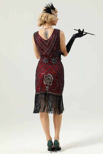 Golden V-neck 1920s Flapper Dress