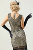 Load image into Gallery viewer, Golden V-neck 1920s Flapper Dress