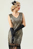 Load image into Gallery viewer, Golden V-neck 1920s Flapper Dress