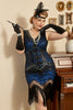 Load image into Gallery viewer, Sequin Royal Blue Plus Size 1920s Flapper Dress