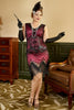 Load image into Gallery viewer, Plus Size V-Neck Fuchisa 1920s Flapper Dress