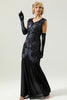 Load image into Gallery viewer, Black Long Sequins 1920s Party Dress