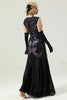 Load image into Gallery viewer, Black Long Sequins 1920s Party Dress