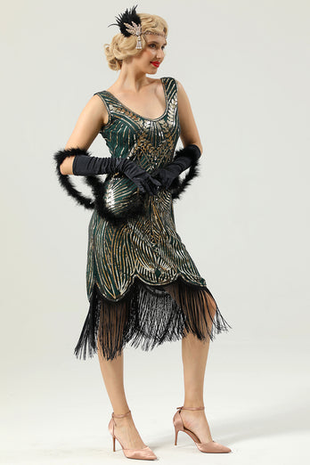 Green Sleeveless 1920 Flapper Dress