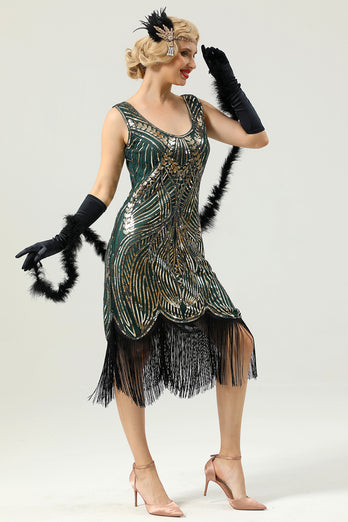 Green Sleeveless 1920 Flapper Dress