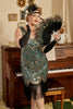 Load image into Gallery viewer, Plus Size 1920s Gatsby Sequin Fringed Apricot Flapper Dress