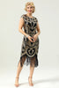 Load image into Gallery viewer, Black Sleeveless Sequin Fringe 1920 Dress