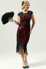 Load image into Gallery viewer, Black Sleeveless Sequin Fringe 1920 Dress