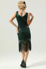 Load image into Gallery viewer, Red and Black Deep V Neck Flapper 1920s Dress