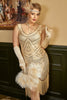 Load image into Gallery viewer, Apricot Sequin Fringes Plus Size 1920s Flapper Dress