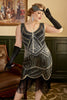 Load image into Gallery viewer, Black Sequins Fringes Plus Size 1920s Flapper Dress