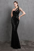 Load image into Gallery viewer, Gold Mermaid One Shoulder Sequin Formal Dresses