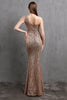 Load image into Gallery viewer, Gold Mermaid One Shoulder Sequin Formal Dresses