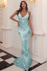 Load image into Gallery viewer, Blue Sequin Long Prom Dress