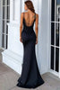 Load image into Gallery viewer, Black Mermaid Long Prom Dress with Slit