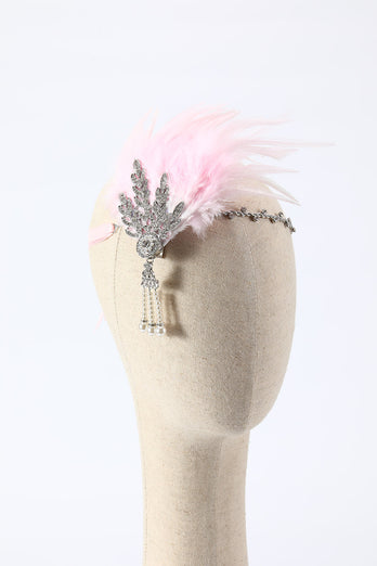 Black 1920s Feather Headband