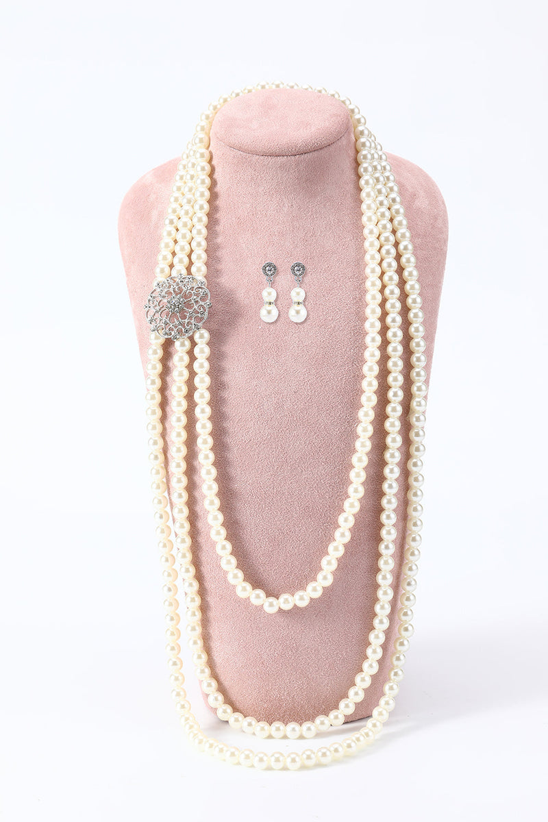 Load image into Gallery viewer, White Pearl 1920s Accessories Set