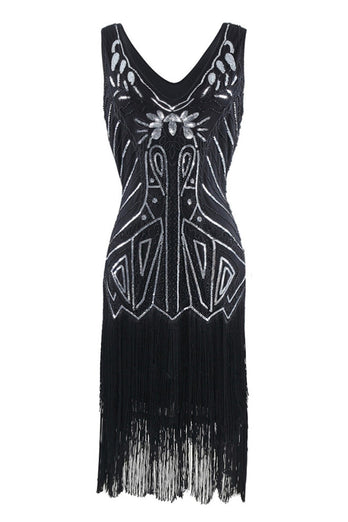 V Neck Sleeveless 1920s Dress