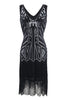 Load image into Gallery viewer, Green V Neck 1920s Great Gatsby Dress