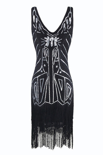 Green V Neck 1920s Great Gatsby Dress