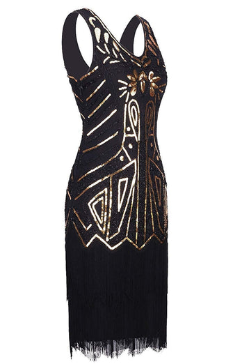 Green V Neck 1920s Great Gatsby Dress