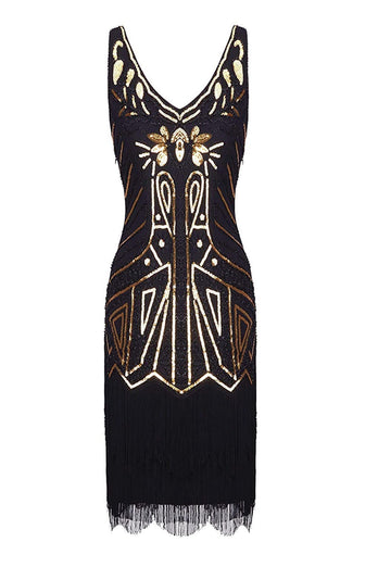 Green V Neck 1920s Great Gatsby Dress