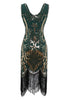 Load image into Gallery viewer, Black V-neck Fringe Sequins 1920s Dress