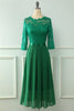 Load image into Gallery viewer, Green Lace Mothet Of The Bride Dress with Long Sleeves