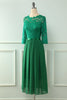 Load image into Gallery viewer, Green Lace Mothet Of The Bride Dress with Long Sleeves