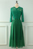 Load image into Gallery viewer, Green Lace Mothet Of The Bride Dress with Long Sleeves