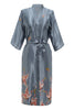 Load image into Gallery viewer, Grey Crane Printed Satin Bridal Robe