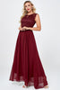 Load image into Gallery viewer, Burgundy Long Chiffon Formal Party Dress with Lace